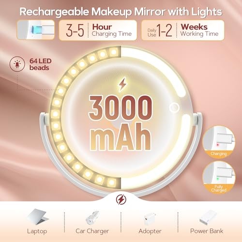 Makeup Mirror with Lights, Lighted Magnifying Mirror 30X with 3 Lighting White