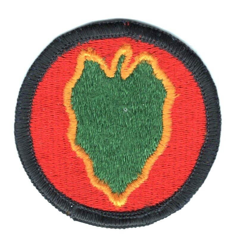 Army Patch: 24th Infantry Division, merrowed edge, AG border
