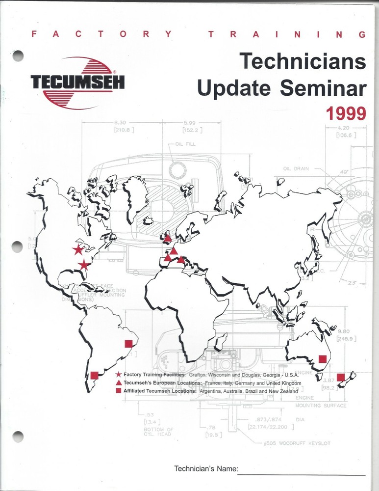 1999 Tecumseh Technicians Update Seminar Form 694327