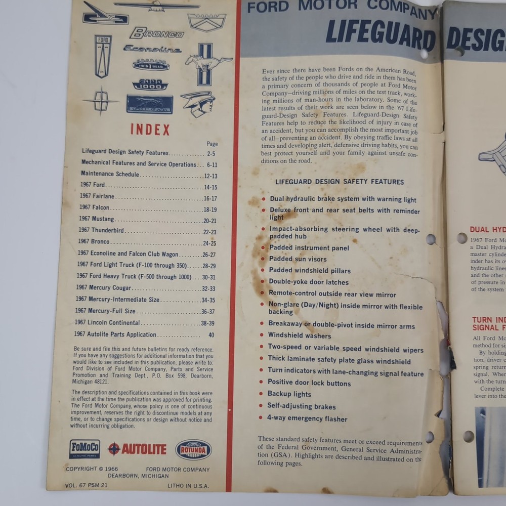 Shop Tips Ford 1967 Announcement Issue Spec Guide 1966