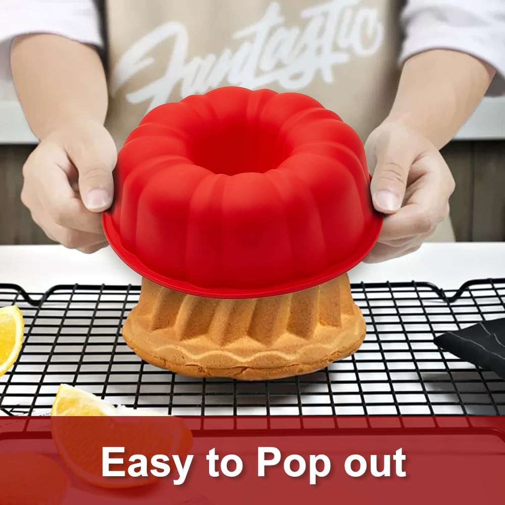 SOV silicone cake pan, Cake Molds, Bakeware Non Red, 1 pack, Red