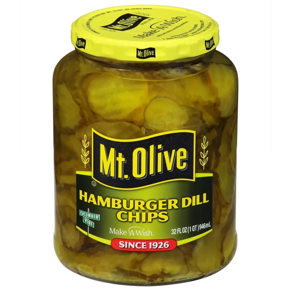 Mt. Olive Hamburger Dill Pickle Chips - 32 fl oz jar