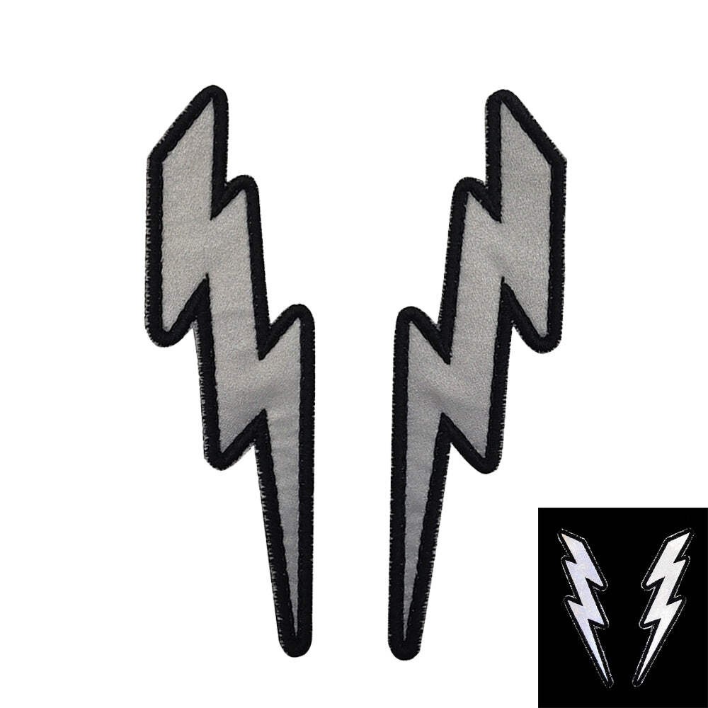 Large Pair Lightning Bolts IR Reflective Hook and Loop Tactical Morale Patch Ran
