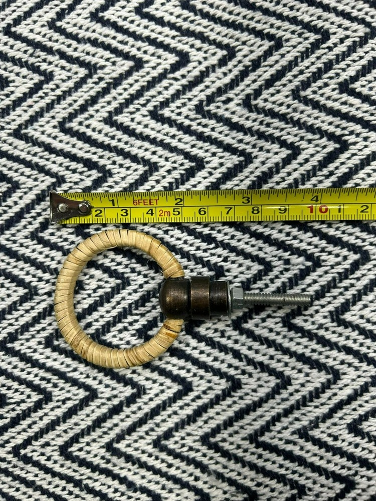Vintage-Style Brass & Wicker Drawer Pull Handle Knob With Screw Attachment