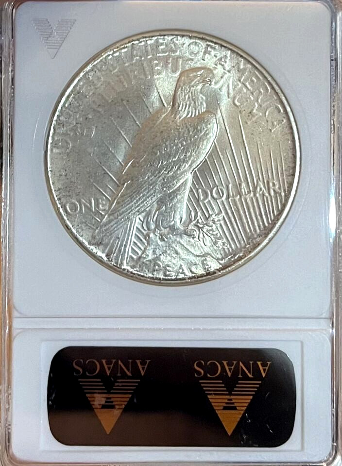 1935 Peace Silver Dollar ANACS MS64 Old Soapbox Holder