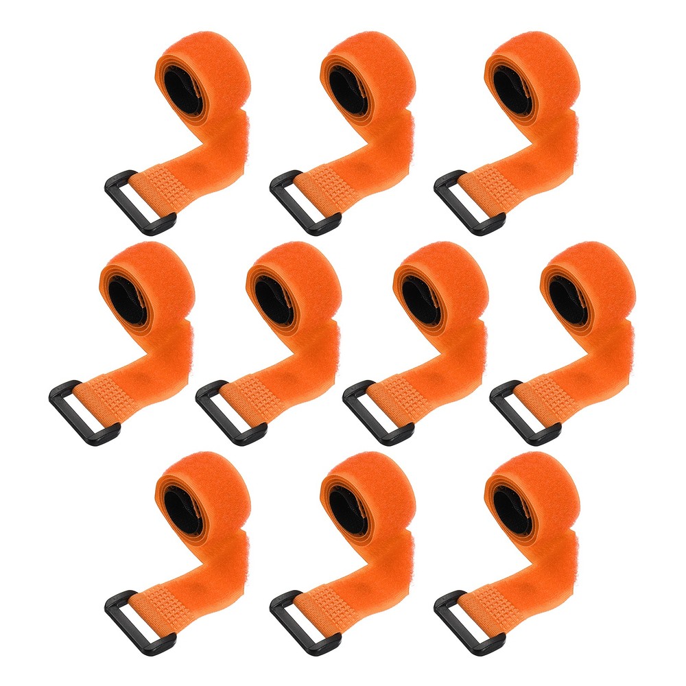 10pcs Reusable Cinch Straps 0.8"x16" Hook and Loop Cable Securing Straps, Orange