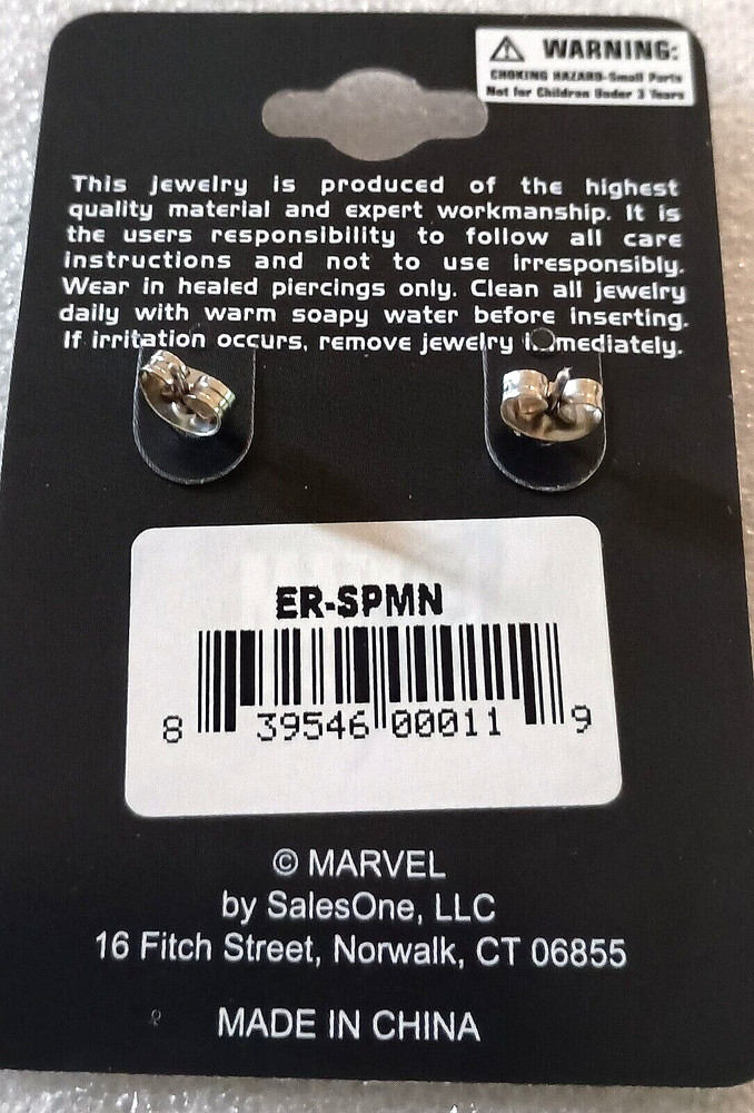 Marvel Comics Round Spider-Man Face Mask Post Stud Earrings New NOS MOC
