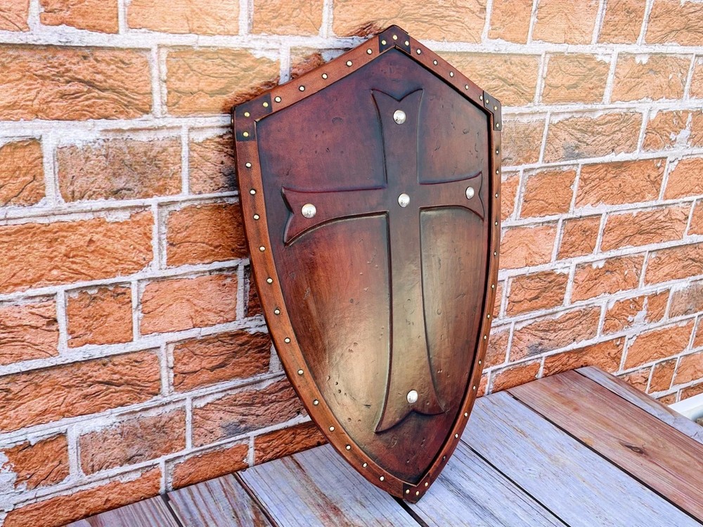 Templar Shield | Handmade Leather Cross Shield | Leather Templar Shield