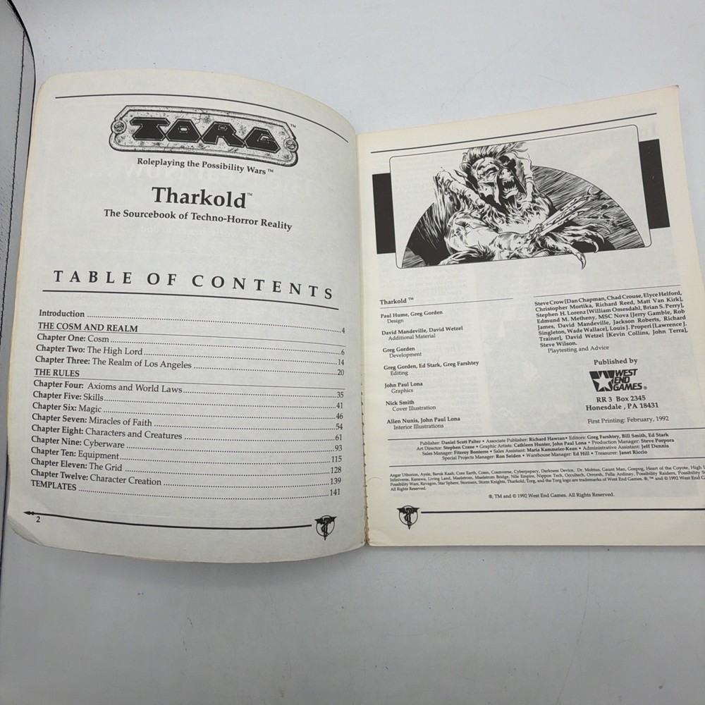 TORG Tharkold Sourcebook Techno-Horror Reality Roleplaying Game Possibility Wars