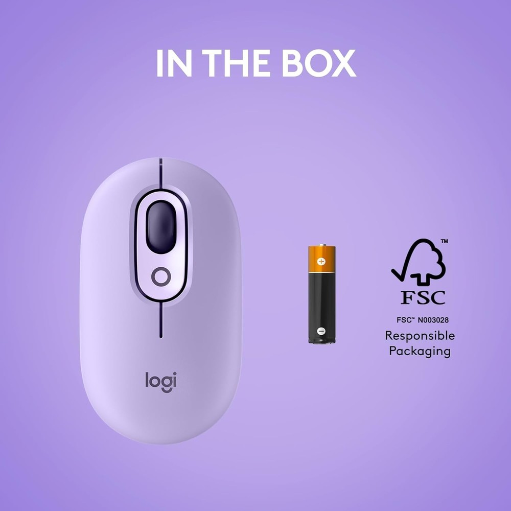 Logitech POP Mouse Wireless Bluetooth Silent Customizable Emojis PC / Mac Cosmos