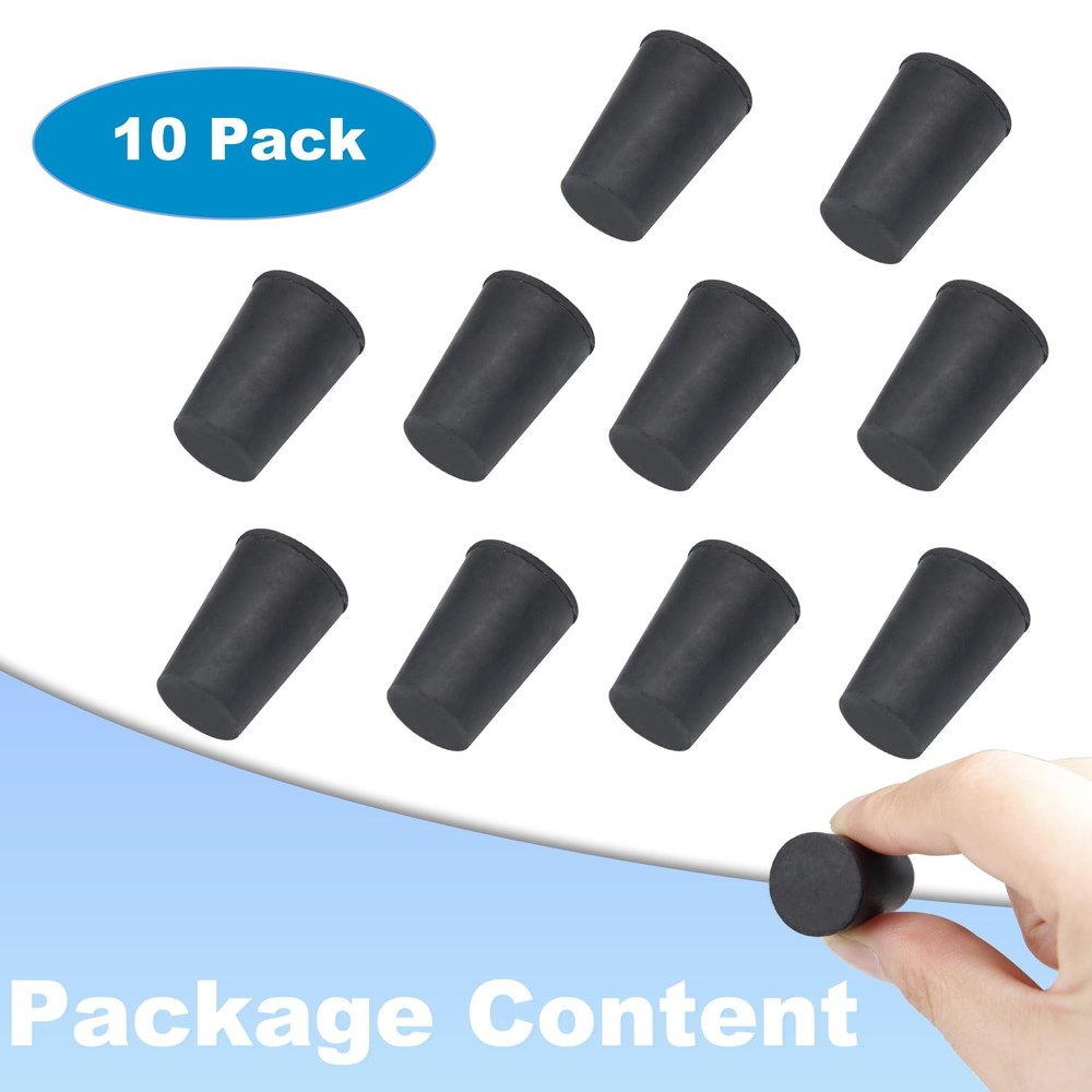 10pcs 0# Black Tapered Shaped Solid Rubber Stopper for Lab Black-0#,