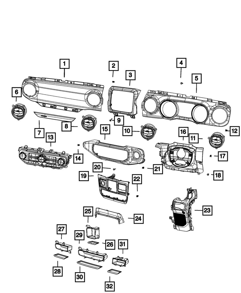 Genuine Mopar Center Stack 7BT01DX9AA