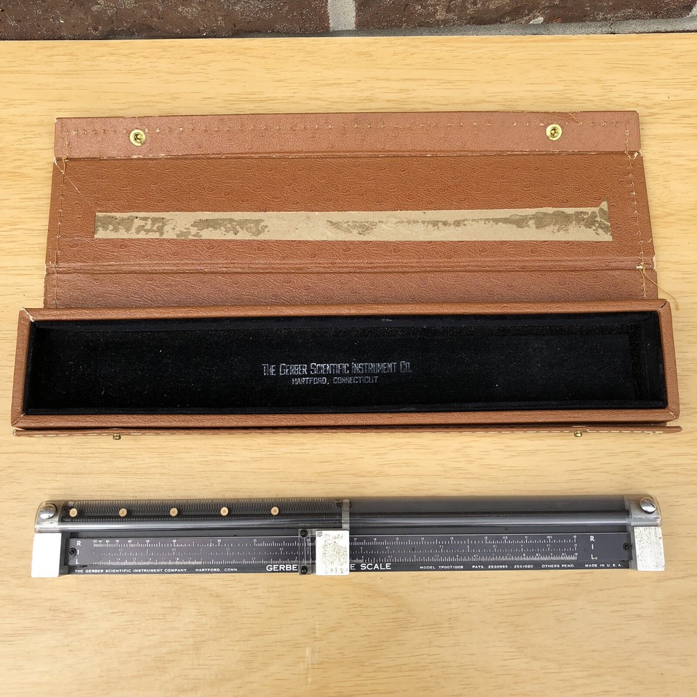 Vintage Gerber Variable Scale Engineering Slide Rule Model TP007100B With Case