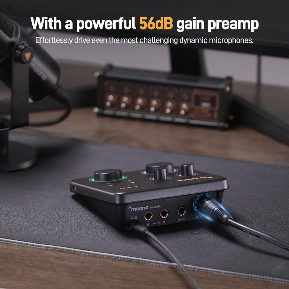 Compact USB Audio Interface with XLR Input: Perfect for Home Studios & Creators