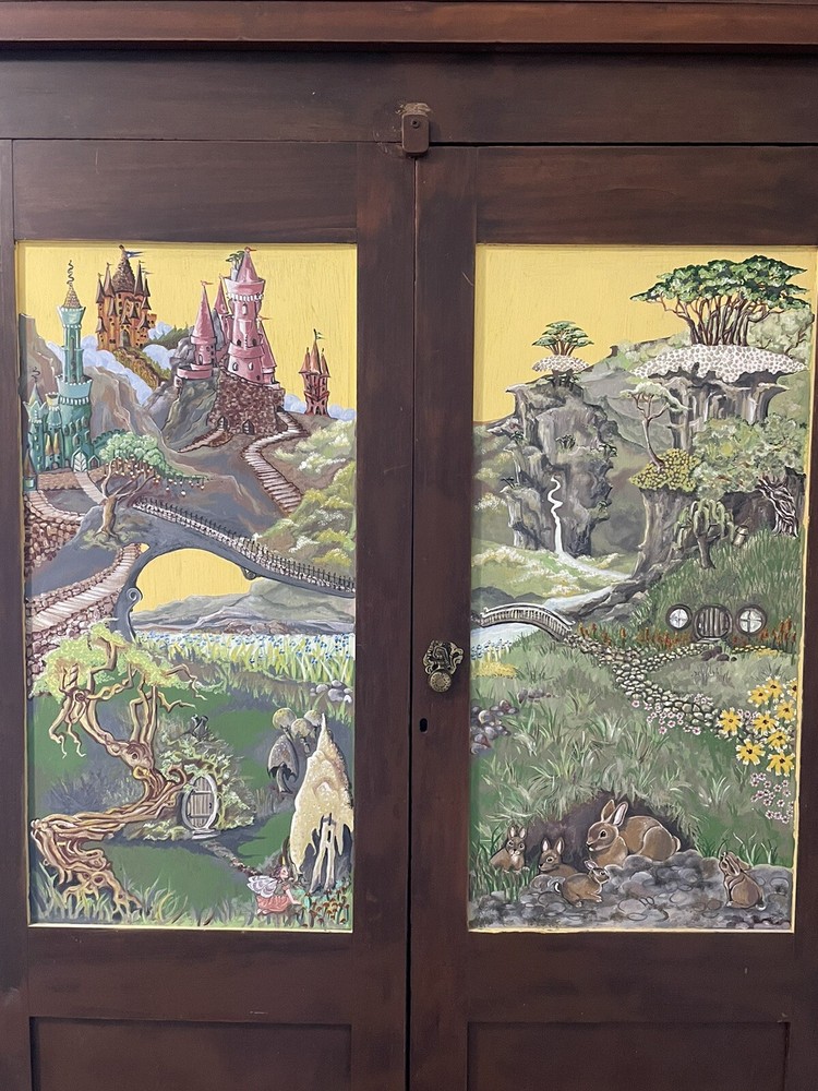 Antique Hand painted Armoire Wardrobe