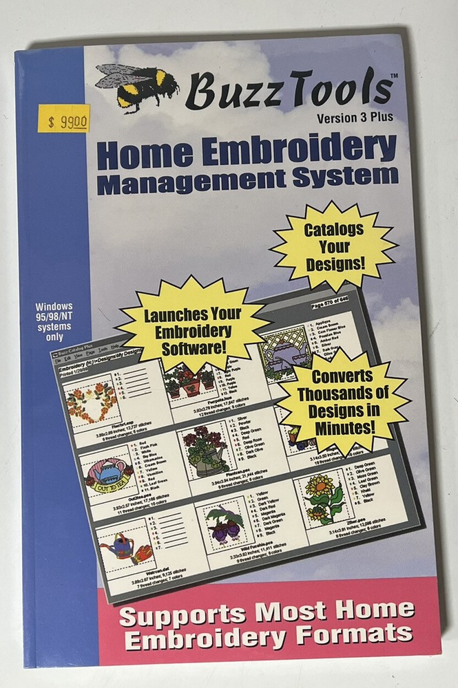 Buzz Tools Home Embroidery Management System Version 3 Plus Windows 95/98/NT