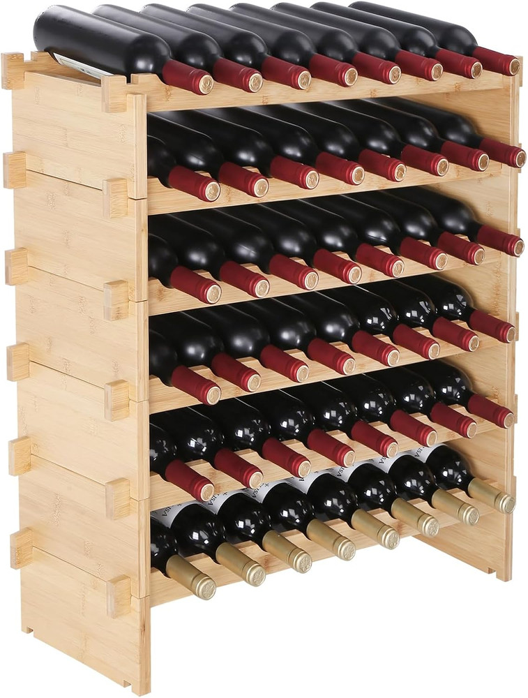 6-Tier 48 Bottles Stackable Modular Wine Rack, Freestanding Wines Holder Display