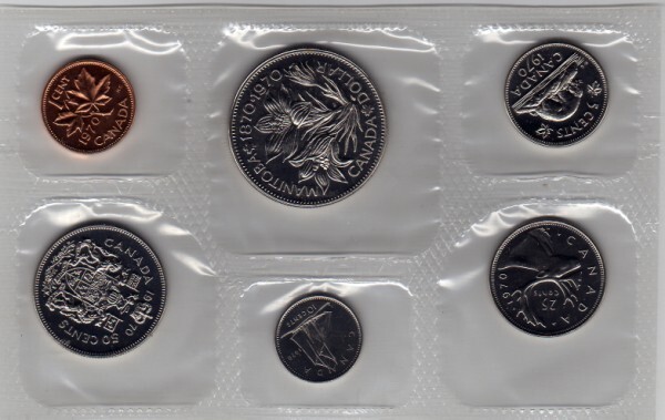 1970 Canada PL Set (6 Coins Cent to $1). MINT UNC.