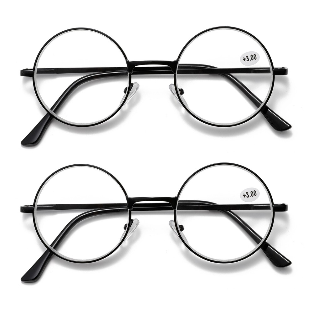 2PK Metal Frame Reading Glasses Blue Light Blocking Spring Hing Readers for Men