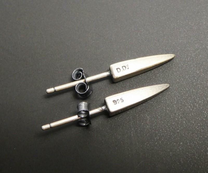 Handmade Unique Sterling Silver Square Spike Tiny Stud Post Earrings Gothic Cool
