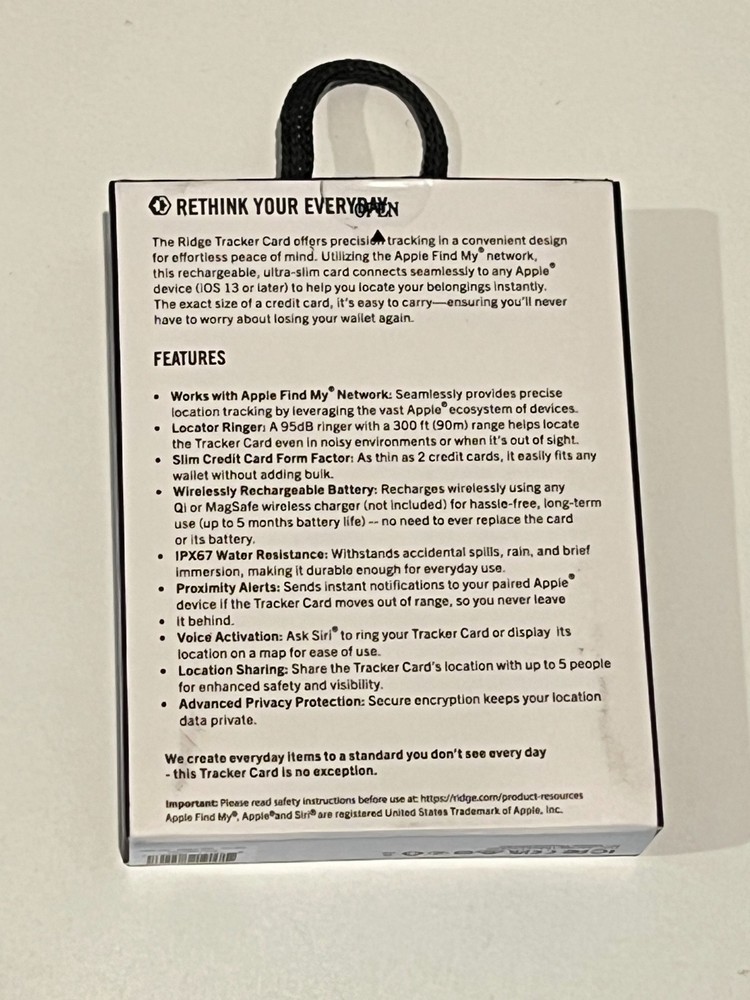 The Ridge Wallet Accessories Tracker Card OPEN BOX