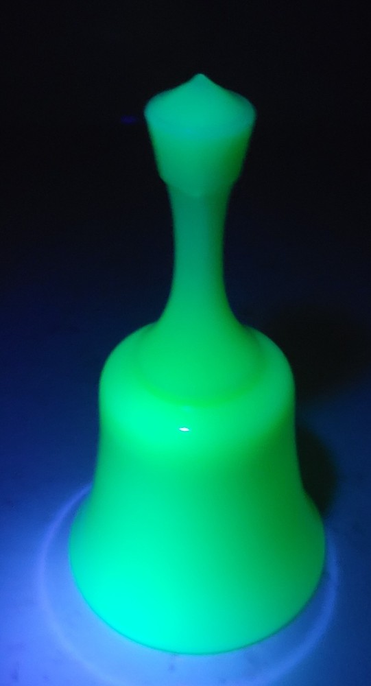 Fenton Uranium Glass Bell Glows 7" HTF