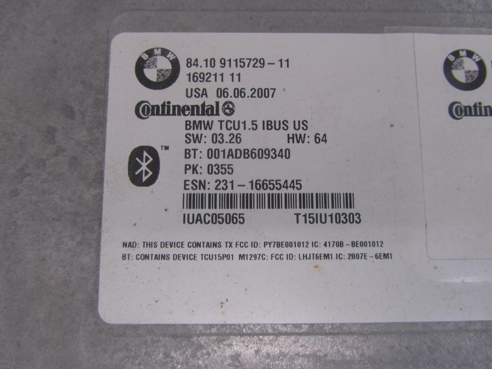 07 BMW X3 Telematic Control Module Computer 84109115729
