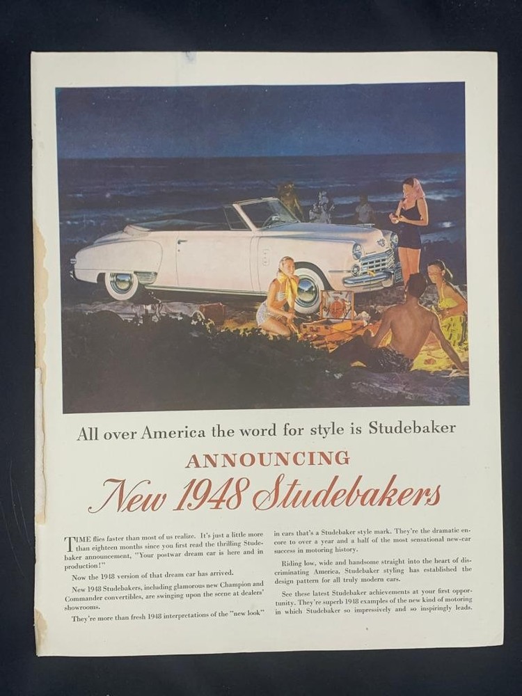 Magazine Ad* - 1948 - Studebaker Convertible