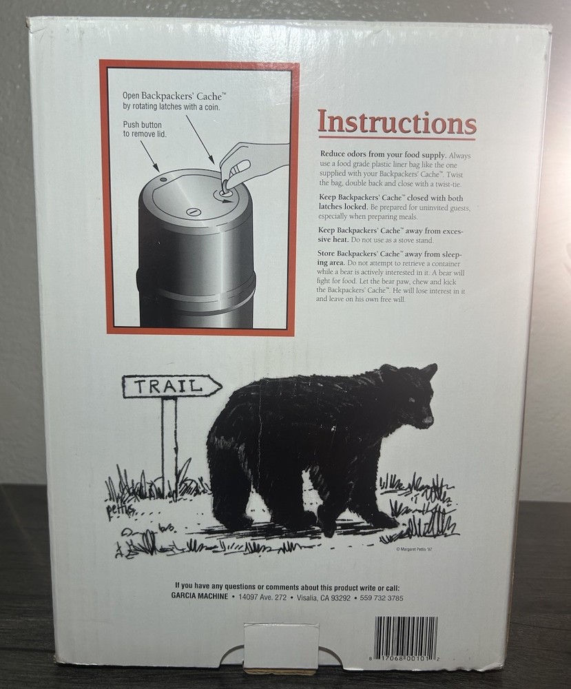 Backpacker's Cache Model 812 Bear Resistant Food Storage Container Camping