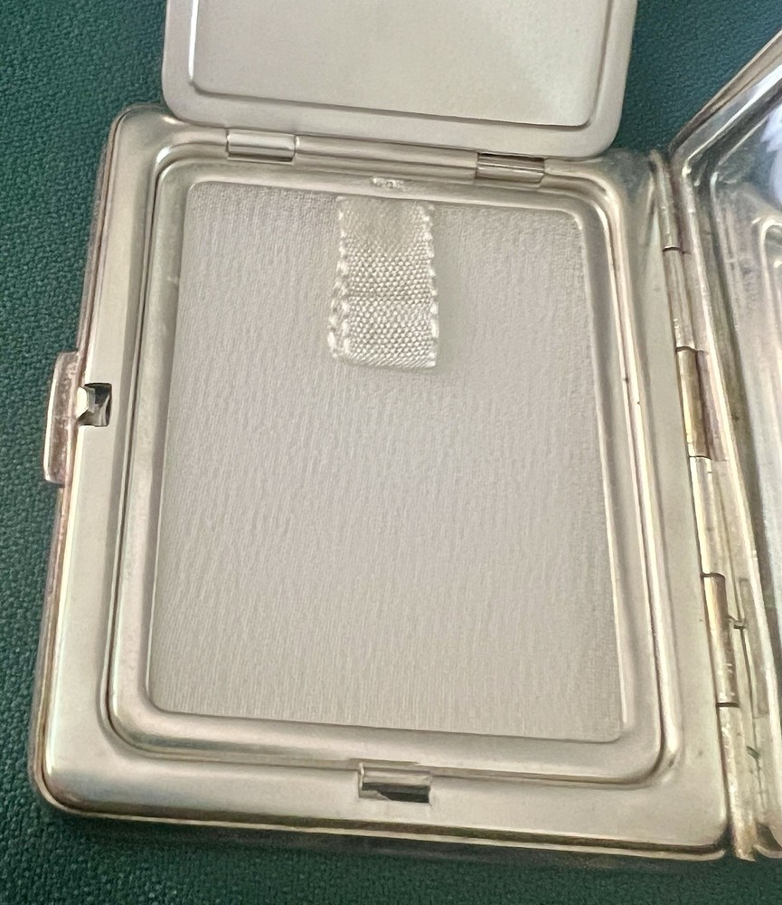 FABULOUS 835 SILVER 4 PIECE ETCHED CIGARETTE CASE COMPACT PERFUME PILL BOX SET