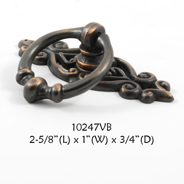 FURNITURE Hardware Drawer Ring Pull Venetian Bronze with Backplate