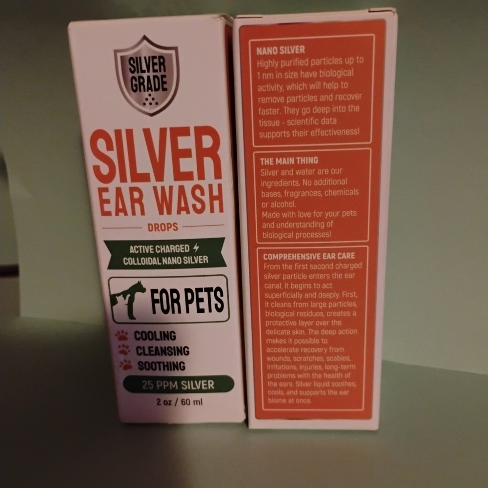 2X-Silver Grade, Silver Ear Wash For Pets 2oz