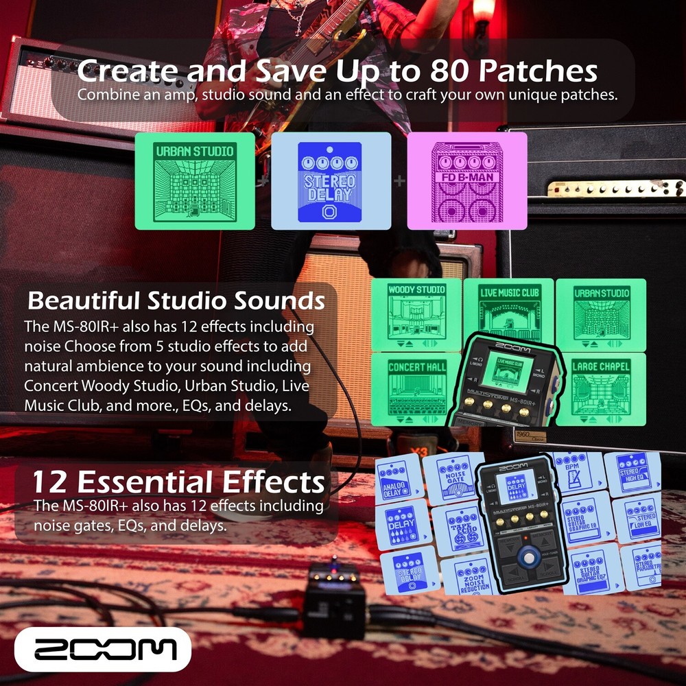 Zoom MS-80IR+ Multistomp Multi-layer IR Pedal Bundle