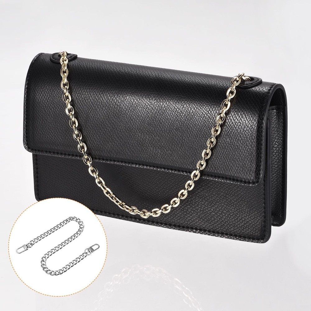 Iron Flat Chain Strap, 16" Handbag Chains Purse Straps DIY Replacement, Silver