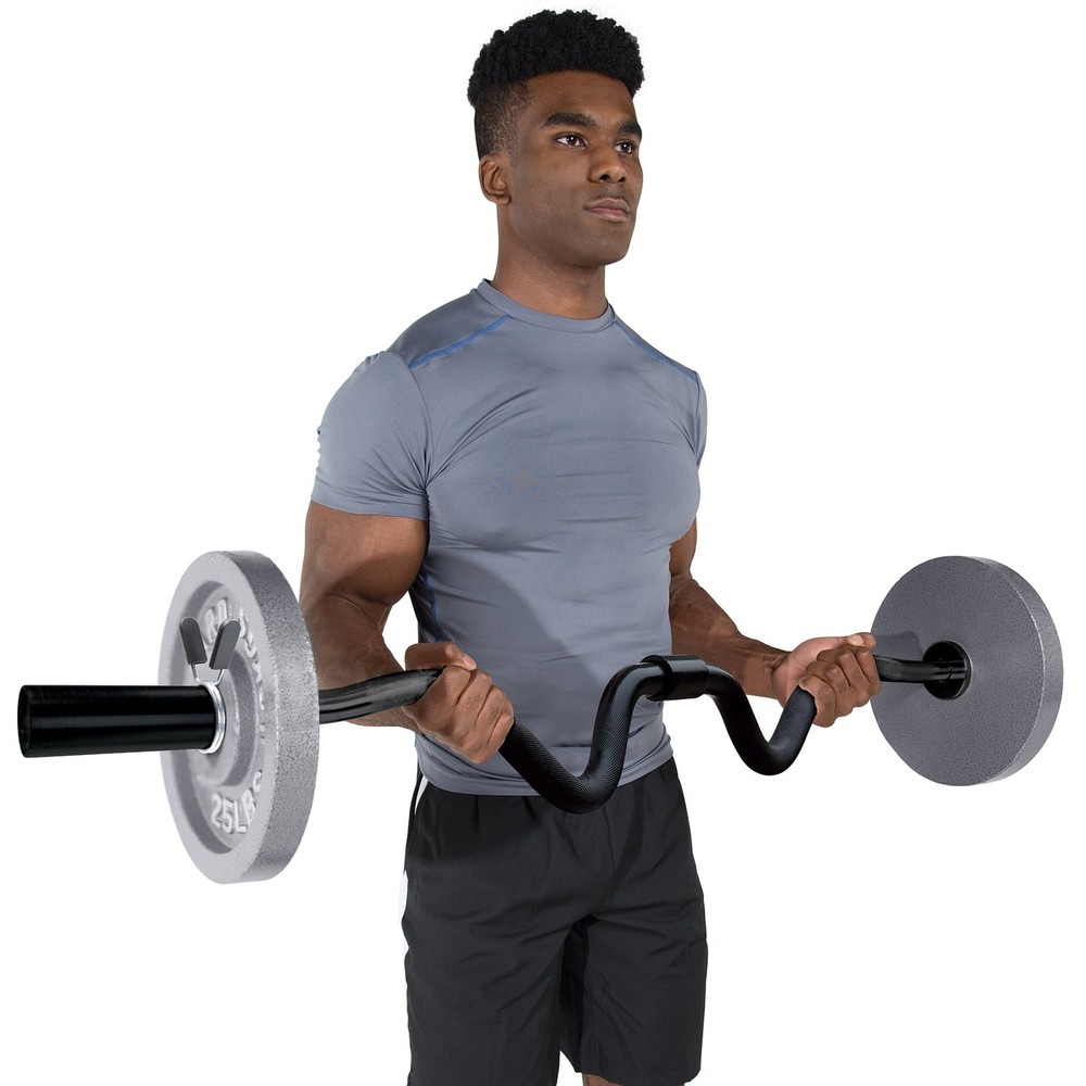2-Piece Olympic Curl Bar with Collars, Black