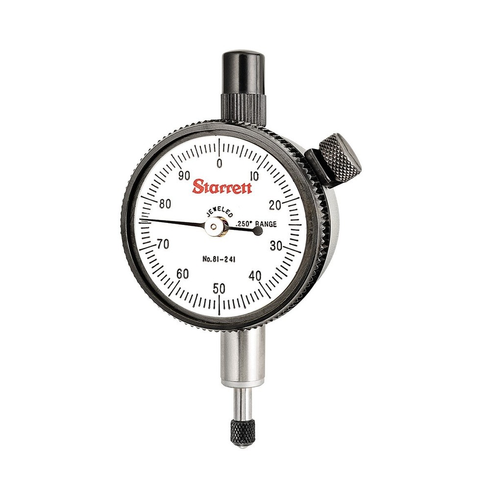 Starrett 81-241J Dial Indicator, 0-.250" Range, 0-100 Continuous Dial