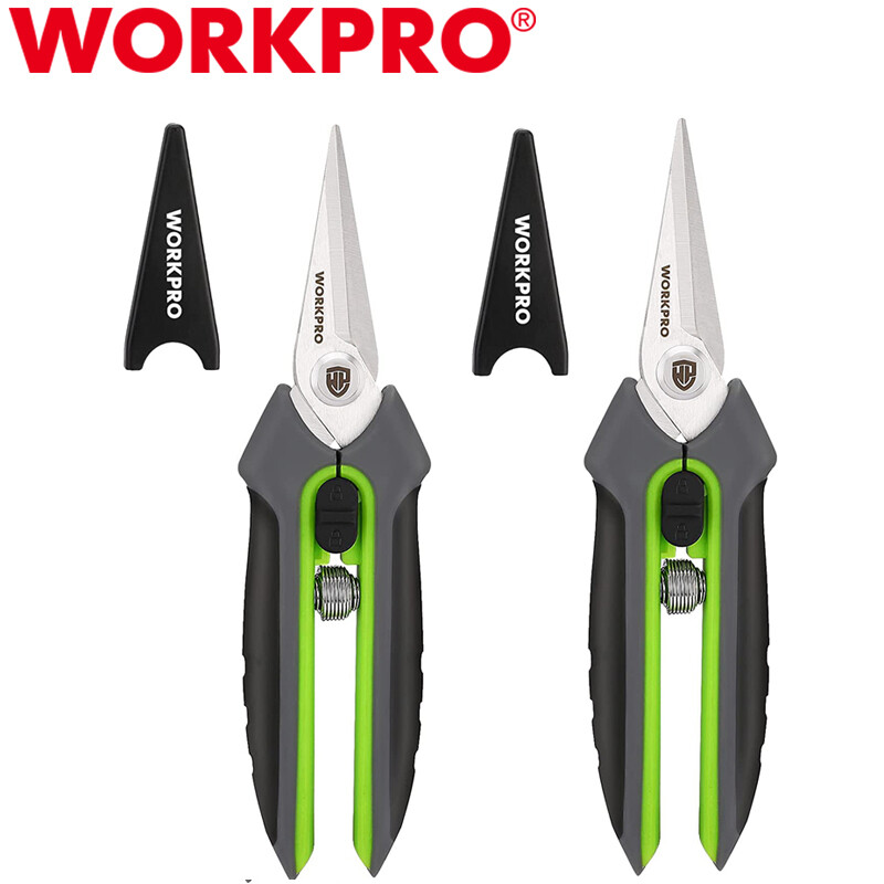 WORKPRO 2 Packs Pruning Shears 6.5" Gardening Scissors Snips Clippers Pruner Set
