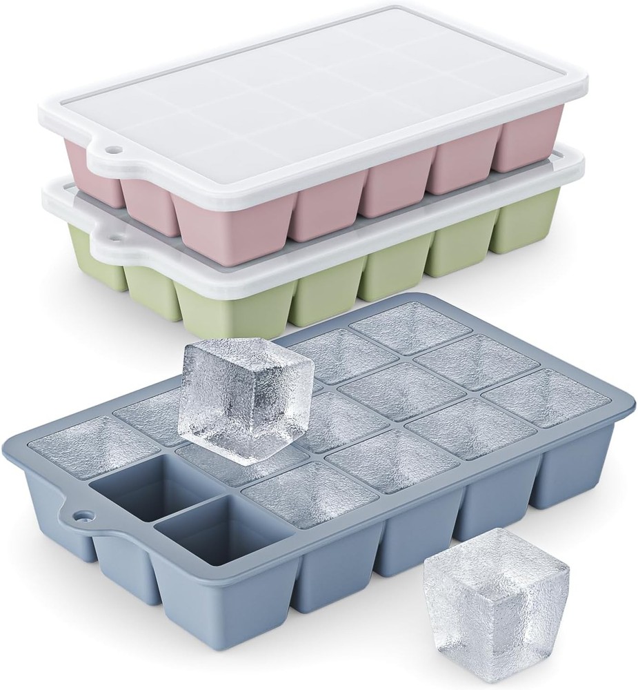 Silicone Ice Cube Tray - EASY RELEASE ice cube tray with lid,  Ice