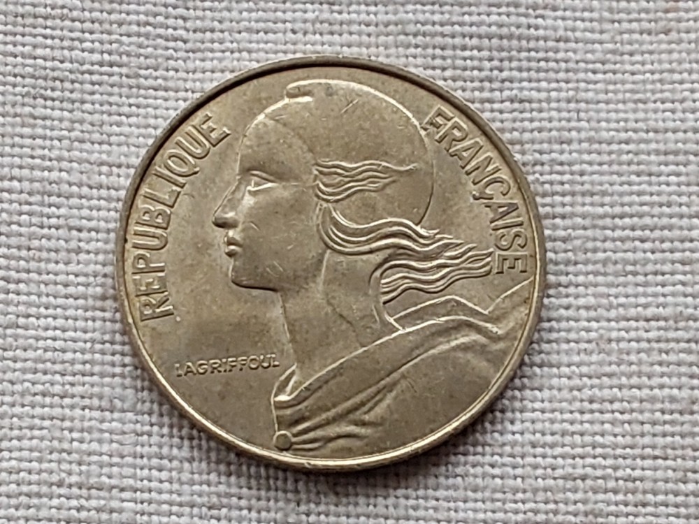 France 1992 20 centimes coin  A/UNC