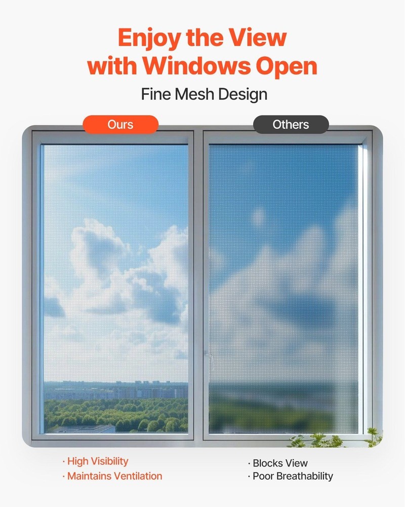 100ftx96in adjustable window screen mesh roll for custom fit replacement