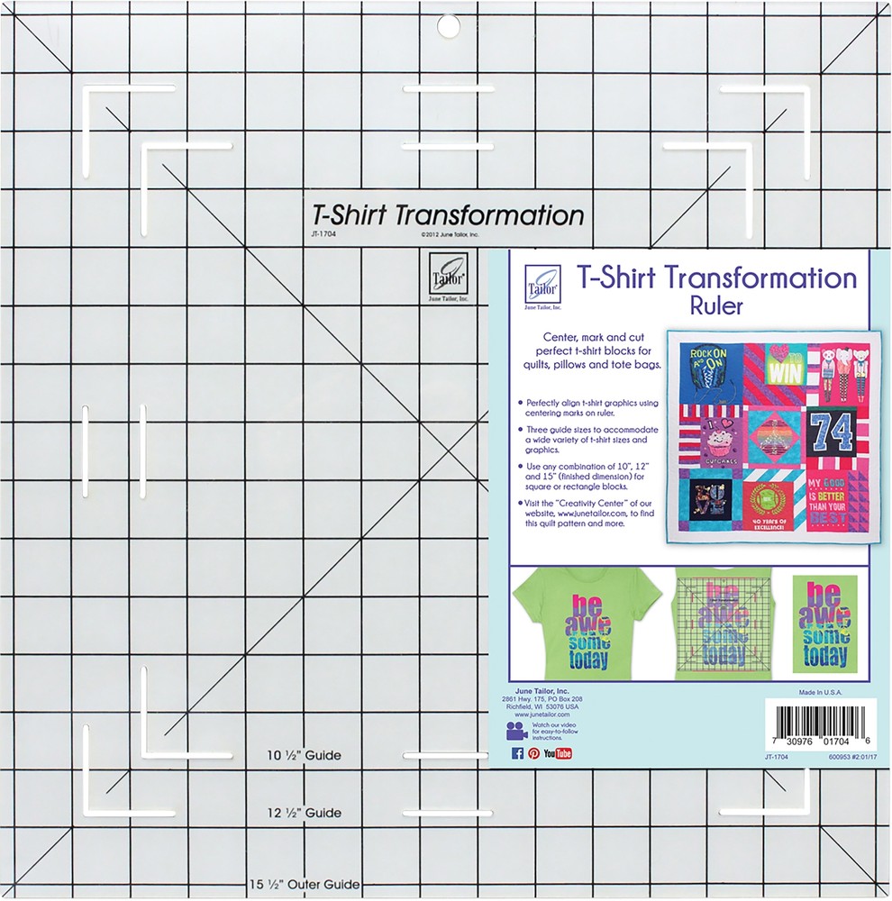 T-Shirt Transformation Ruler 15-1/2"X15-1/2"