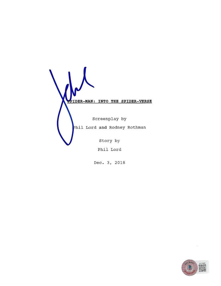 JAKE JOHNSON SIGNED 'SPIDER-MAN INTO THE SPIDER-VERSE' FULL MOVIE SCRIPT BAS COA