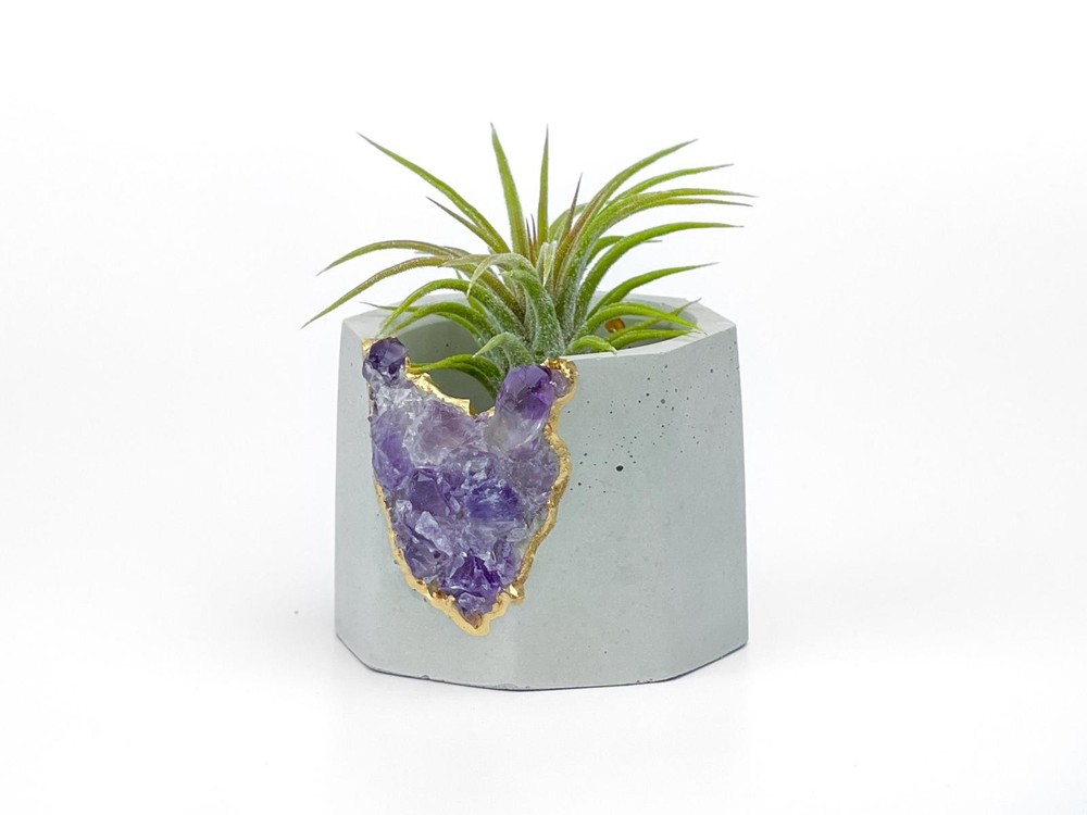 Gift Raw Amethyst Crystal Planter Geode Planter vase pot