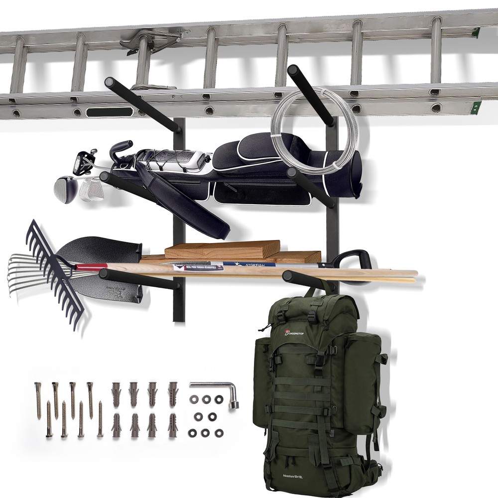Wall Mount Tool Rack Garage Organizer Lumber Storage Rack, 3 Level Utility Racks