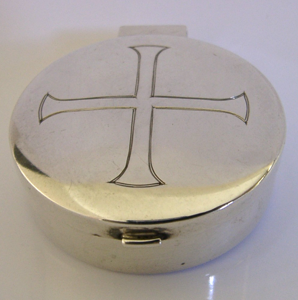 ENGLISH SOLID STERLING SILVER PYX HOLY COMMUNION WAFER BOX 1966 RELIGIOUS