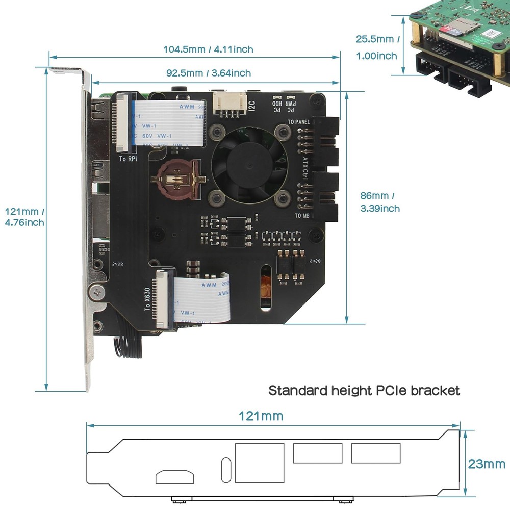 Geekworm KVM-A8 PCIe Version for Raspberry Pi 4 Model B KVM Over IP Support...