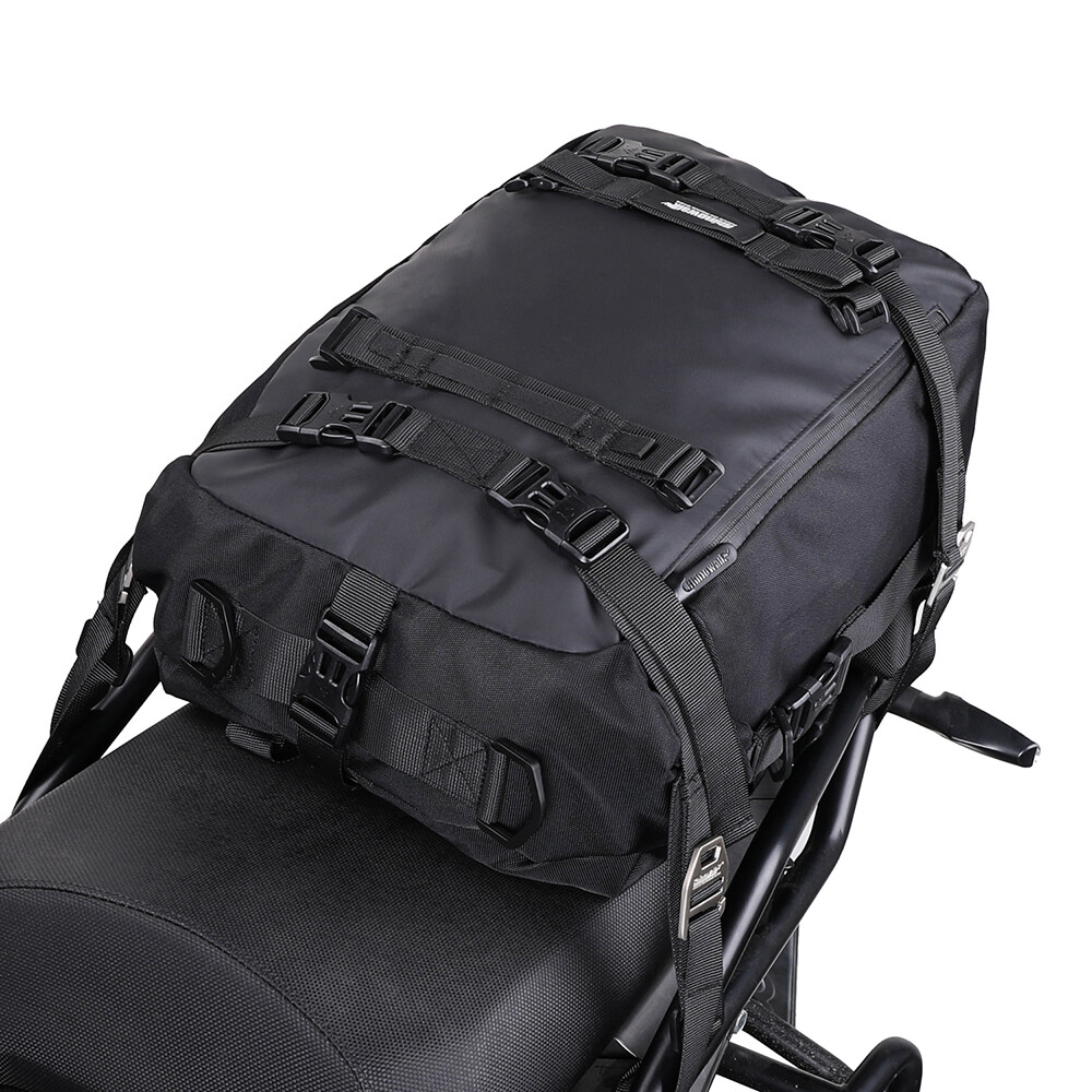 Multi-function Motorcycle Rear Seat Bag PU Coating Riding Storage Backpack 20L