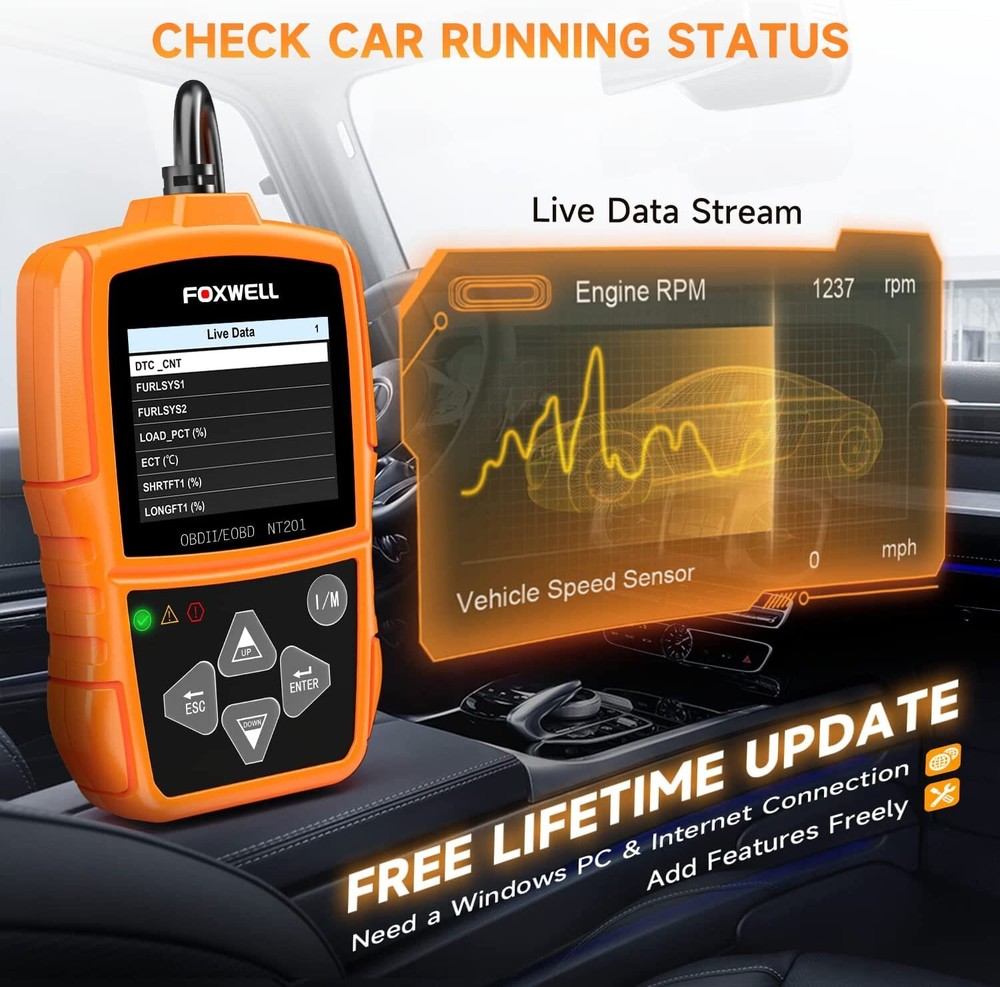 FOXWELL NT201 OBD2 Scanner Check Engine Light Car Code Reader OBDII Diagnostic