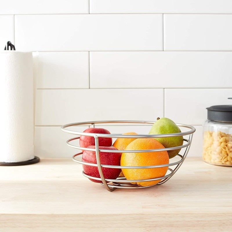 Open Wire Fruit Bowl Organizer Countertop Storage Even Ripening Produce Holder