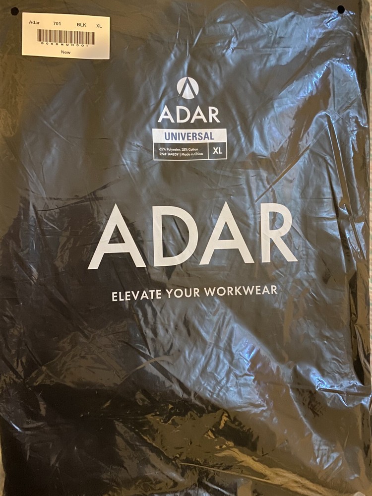 Adar Medical Black Practical Multi Pocket Scrub Set with Drawstring Size XL -701